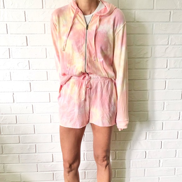 Splendid Tops - NWT Splendid tie dye sweat shorts and hoodie set S
